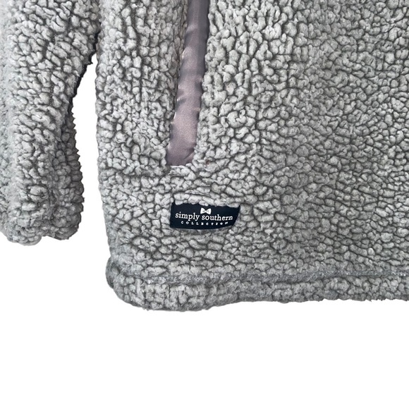 Simply‎ Southern Women’s Sherpa Faux Shearling Quarter Zip Popover Gray - Picture 4 of 11